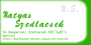 matyas szedlacsek business card